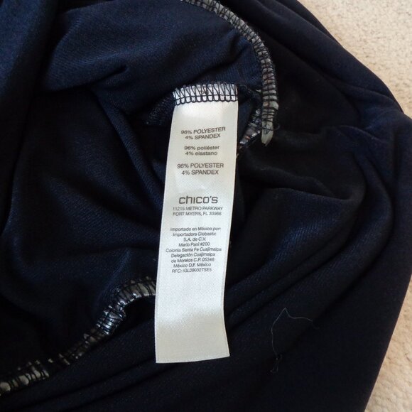 Chico's Womens Black White Pleated Lined Knit Kit Stripe Sleeveless Blouse Sz 0 - Picture 9 of 10